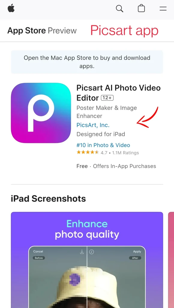 Picsart app ready to download